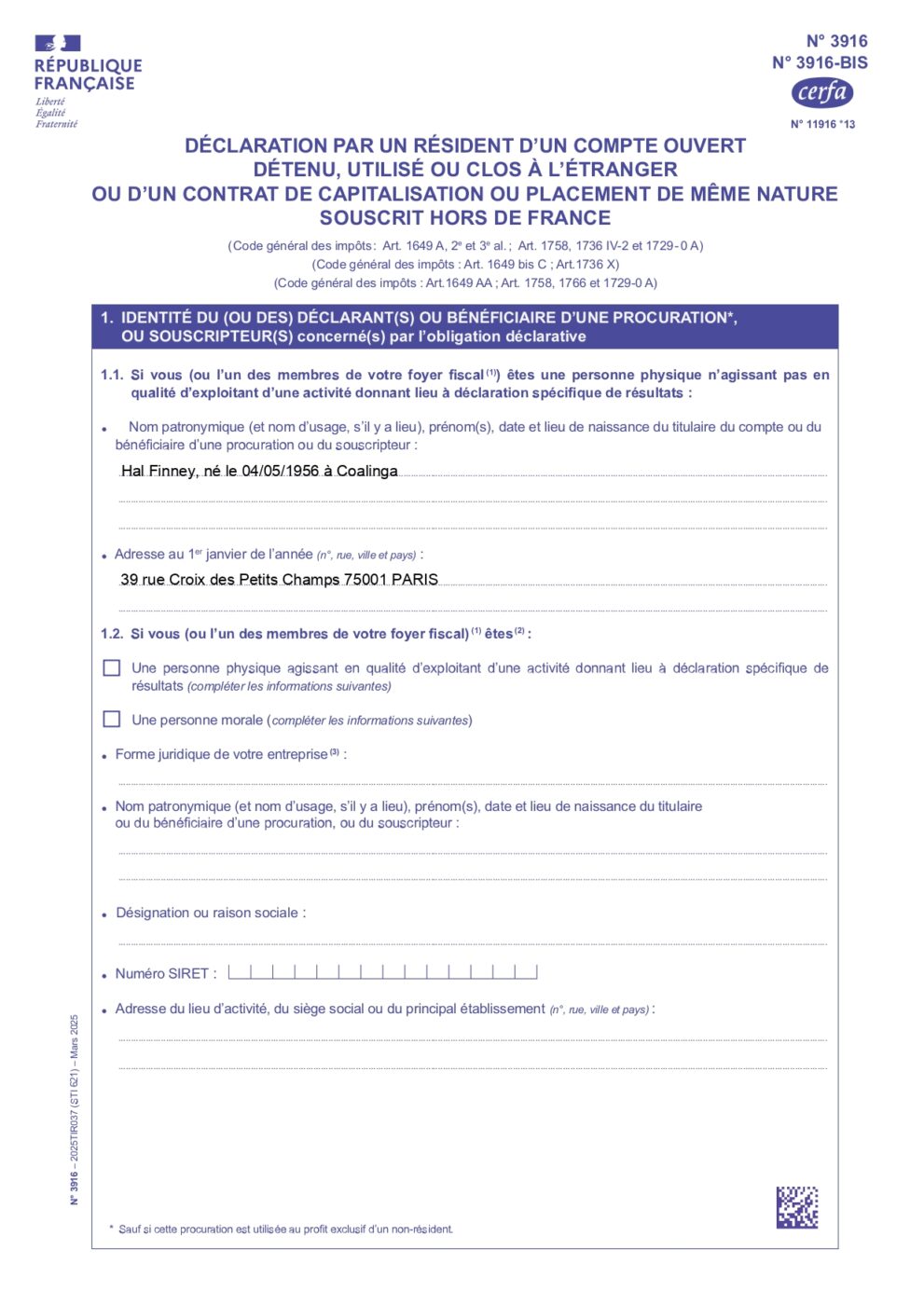 Modèle de déclaration de comptes cryptos étrangers 1