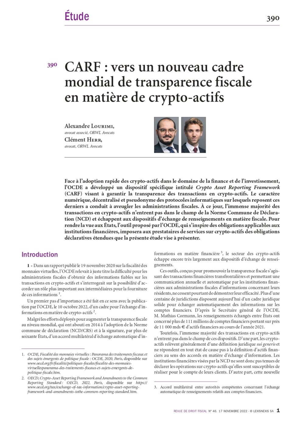 CARF : vers un nouveau cadre mondial de transparence fiscale en matière de crypto-actifs 1/2