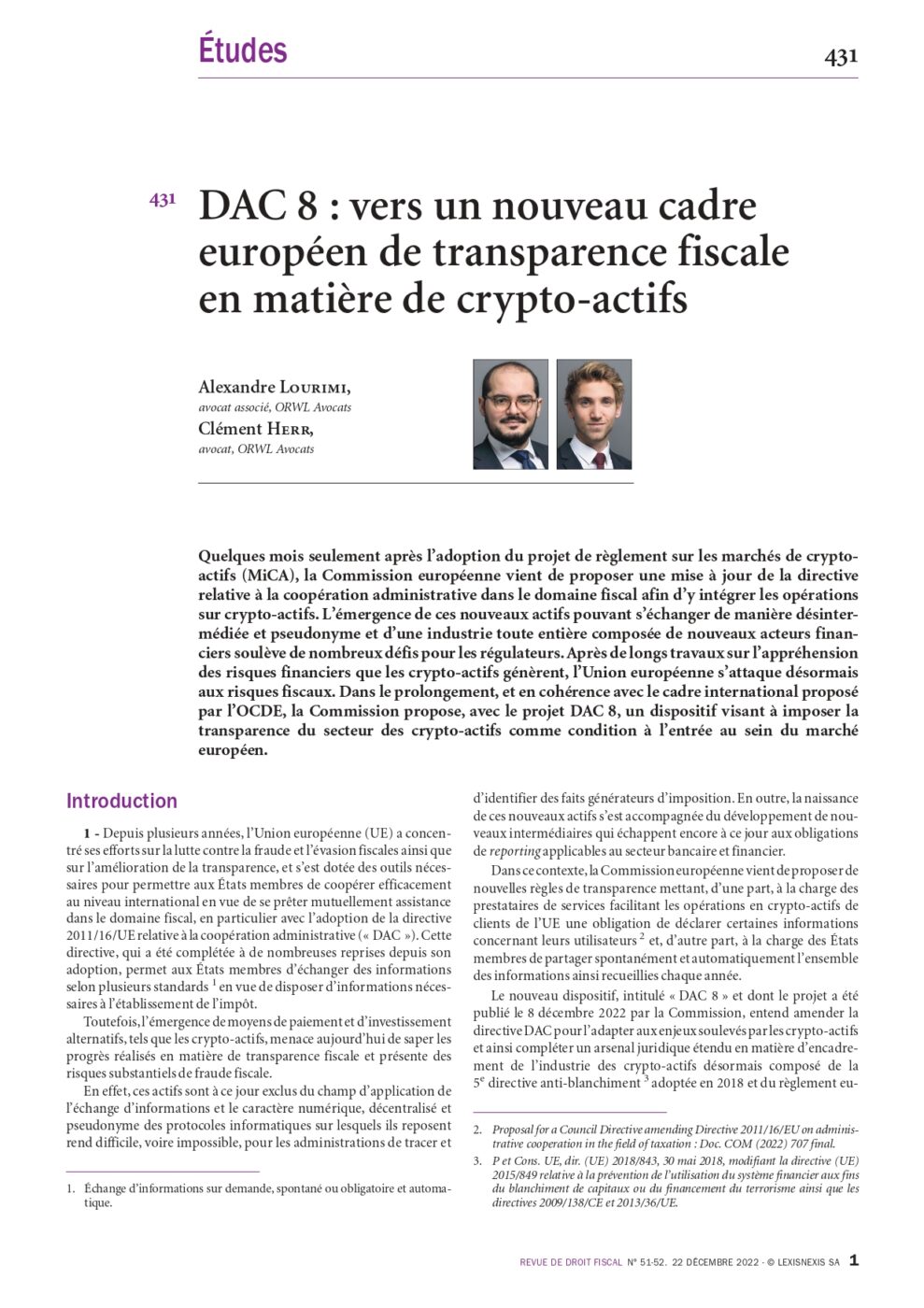 DAC 8 : vers un nouveau cadre européen de transparence fiscale en matière de crypto-actifs 1/2